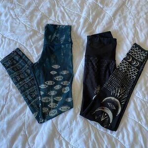 2 pairs ONZIE Leggings Evil Eye Wiccan Witch Spooky Magic S/M great condition
